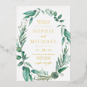 Invitation En Aluminium Boho Aquarelle Verdure et Mariage Succulents (Recto)