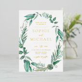 Invitation En Aluminium Boho Aquarelle Verdure et Mariage Succulents (Debout devant)