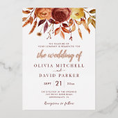 Invitation En Aluminium Boho Automne Floral Fleurs Rustiques Mariage de fe (Recto)