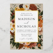 Invitation En Aluminium Boho Automne Floral Frame Mariage (Recto)