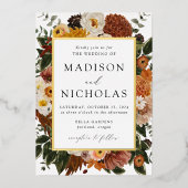 Invitation En Aluminium Boho Automne Floral Frame Mariage (Recto)