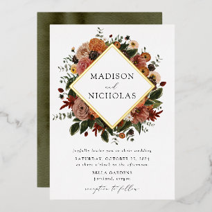 Invitation En Aluminium Boho Automne Floral Frame Mariage