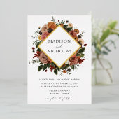 Invitation En Aluminium Boho Automne Floral Frame Mariage (Debout devant)