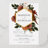 Invitation En Aluminium Boho Automne Floral Frame Mariage (Recto)