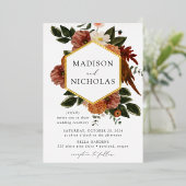 Invitation En Aluminium Boho Automne Floral Frame Mariage (Debout devant)