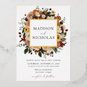 Invitation En Aluminium Boho Automne Floral Frame Mariage (Recto)