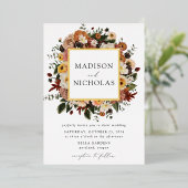 Invitation En Aluminium Boho Automne Floral Frame Mariage (Debout devant)