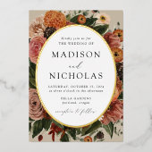 Invitation En Aluminium Boho Automne Floral Oval Frame Mariage (Recto)