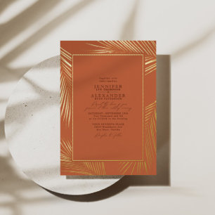 Invitation En Aluminium Boho Beach Coastal & RSVP QR Code Mariage Or