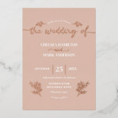 Invitation En Aluminium Boho Beige Blush Mariage Script tendance (Recto)
