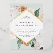 Invitation En Aluminium Boho Blooms Floral Bridesservantes Déjeuner ou bru (Recto)
