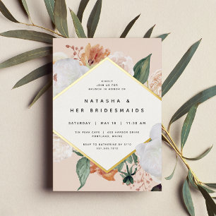 Invitation En Aluminium Boho Blooms Floral Bridesservantes Déjeuner ou bru