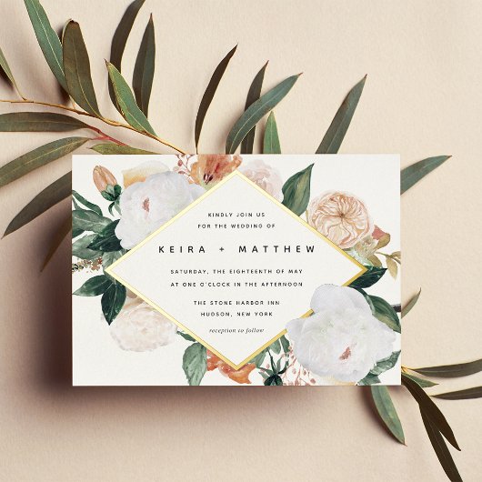 Invitation En Aluminium Boho Blooms | Mariage floral géométrique moderne