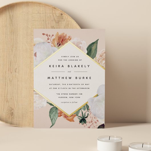 Invitation En Aluminium Boho Blooms | Mariage floral géométrique moderne