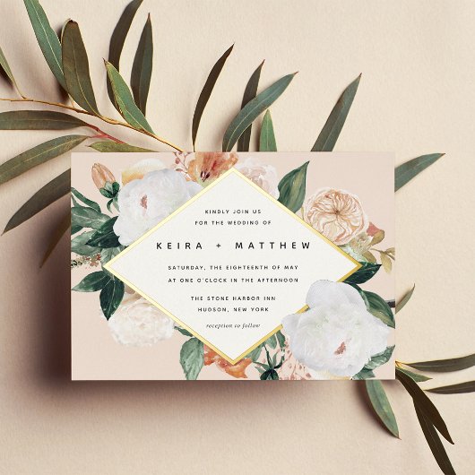 Invitation En Aluminium Boho Blooms | Mariage floral géométrique moderne