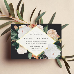 Invitation En Aluminium Boho Blooms   Mariage floral géométrique moderne