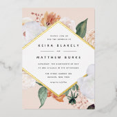 Invitation En Aluminium Boho Blooms | Mariage floral géométrique moderne (Recto)