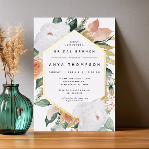 Invitation En Aluminium Boho Blooms Moderne Fête des mariées Florale Brunc