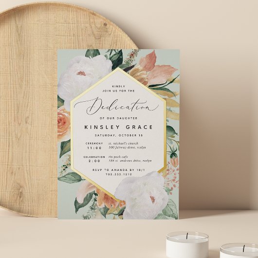 Invitation En Aluminium Boho Blooms Moderne Floral Baby Dedication