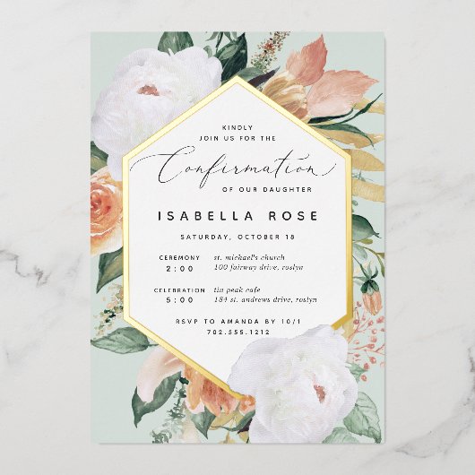 Invitation En Aluminium Boho Blooms Moderne Floral Confirmation (Recto)
