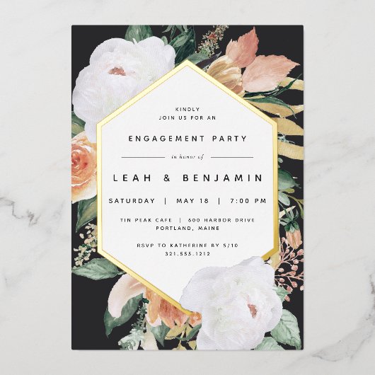 Invitation En Aluminium Boho Blooms Moderne Floral Engagement Party (Recto)