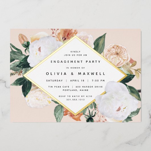 Invitation En Aluminium Boho Blooms Moderne Floral Engagement Party (Recto)