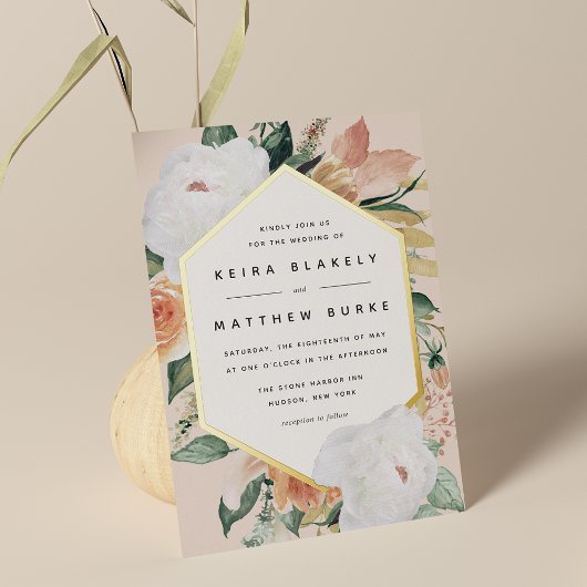Invitation En Aluminium Boho Blooms Moderne Géométrique Mariage Floral