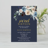Invitation En Aluminium Boho Blue Flowers séché Feuilles doux 16 (Debout devant)