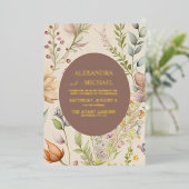 Invitation En Aluminium Boho Botanique Aquarelle Fleur sauvage Mariage (Debout devant)