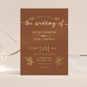 Invitation En Aluminium Boho Brown Mariage de script tendance