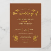 Invitation En Aluminium Boho Brown Mariage de script tendance (Recto)