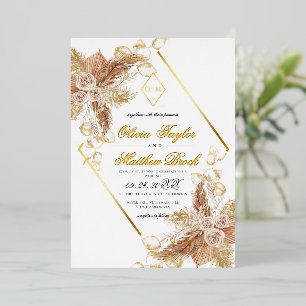 Invitation En Aluminium Boho Burgundy Diamond Or Blanc Mariage Foil