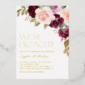 Invitation En Aluminium Boho Burgundy Peach Flowers Fall Engagement Party (Recto)