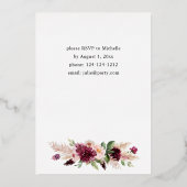 Invitation En Aluminium Boho Burgundy & Pink Floral Graduation Party (Verso)