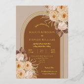 Invitation En Aluminium Boho Caramel Roses | Mariage de graminées séchées (Recto)