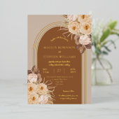 Invitation En Aluminium Boho Caramel Roses | Mariage de graminées séchées (Debout devant)