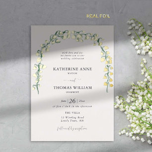 Invitation En Aluminium Boho Chic Aquarelle Lily Valley Mariage Arch Gold
