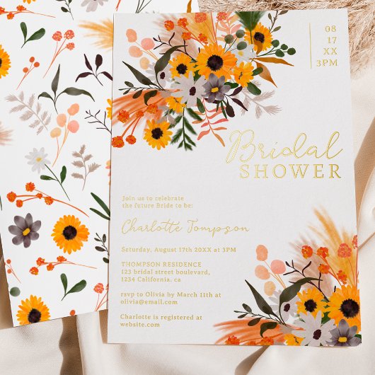 Invitation En Aluminium Boho chic rustique tournesol douche nuptiale