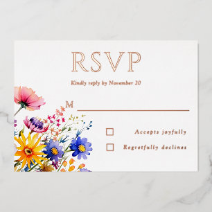 Invitation En Aluminium Boho Country Fleur sauvage Wedding RSVP