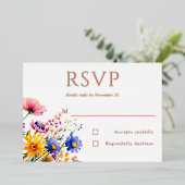 Invitation En Aluminium Boho Country Fleur sauvage Wedding RSVP (Debout devant)