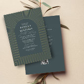 Invitation En Aluminium Boho Dark Green Mariage Arch & RSVP QR Code
