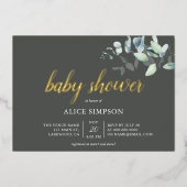 Invitation En Aluminium Boho Eucalyptus Feuille Baby shower Foil Invitatio (Recto)