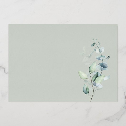 Invitation En Aluminium Boho Eucalyptus Feuille Baby shower Foil Invitatio (Verso)