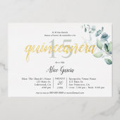 Invitation En Aluminium Boho Eucalyptus Feuille Quinceanera Foil Invitatio (Recto)