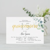 Invitation En Aluminium Boho Eucalyptus Feuille Quinceanera Foil Invitatio (Debout devant)