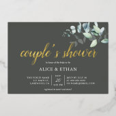 Invitation En Aluminium Boho Eucalyptus Feuilles Couples Douche Foil Invit (Recto)