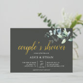 Invitation En Aluminium Boho Eucalyptus Feuilles Couples Douche Foil Invit (Debout devant)