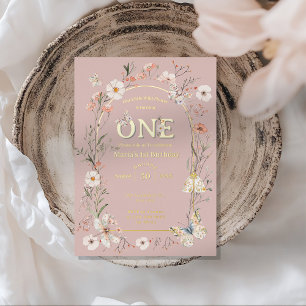 Invitation En Aluminium Boho Fleur sauvage Floral Baby Anniversaire