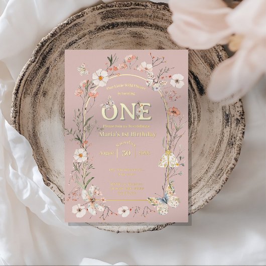 Invitation En Aluminium Boho Fleur sauvage Floral Baby Anniversaire