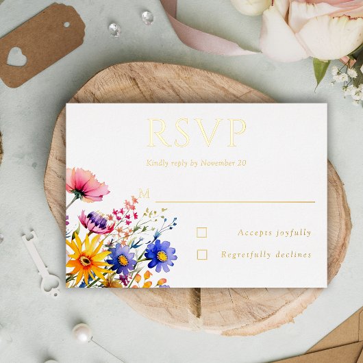 Invitation En Aluminium Boho Fleur sauvage Garden Wedding RSVP